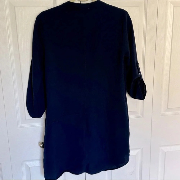Lush Navy Blue V Neckline, Quarter Sleeve Mini Dress Size Large - Picture 3 of 10
